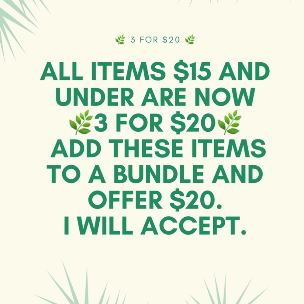 All listings $15 and under are 🌿3 for $20🌿. Sports Bras, shorts…Bundle and save!